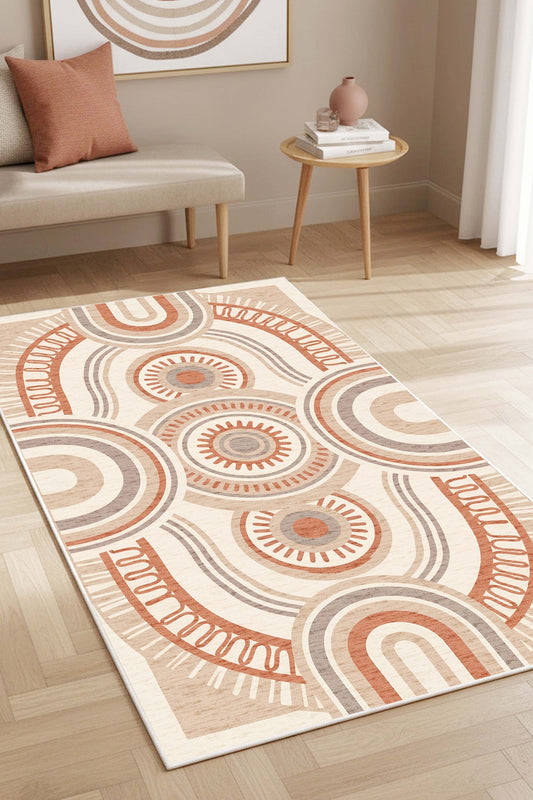 West Home Digital Print Washable Non-Slip Base Living Room, Kitchen and Hallway Rug - 859 Multy