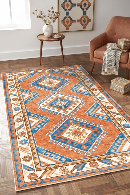 West Home Digital Print Washable Non-Slip Base Living Room, Kitchen and Hallway Rug - 859 Multy