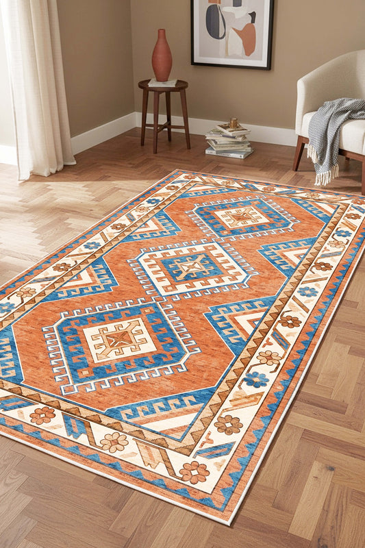 West Home Dijital Baskılı Yıkanabilir Kaymaz Taban Salon, Mutfak ve Yolluk Halısı-912 Multy