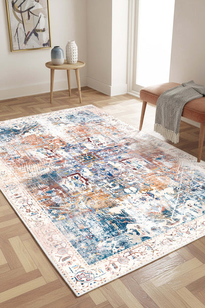 West Home Digital Print Washable Non-Slip Base Living Room, Kitchen and Hallway Rug - 859 Multy