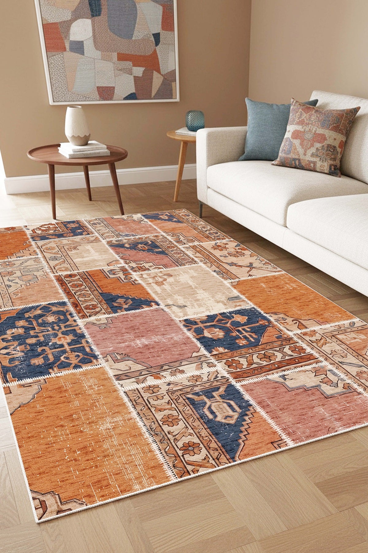 West Home Digital Print Washable Non-Slip Base Living Room, Kitchen and Hallway Rug - 859 Multy