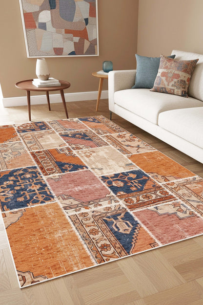 West Home Digital Print Washable Non-Slip Base Living Room, Kitchen and Hallway Rug - 859 Multy