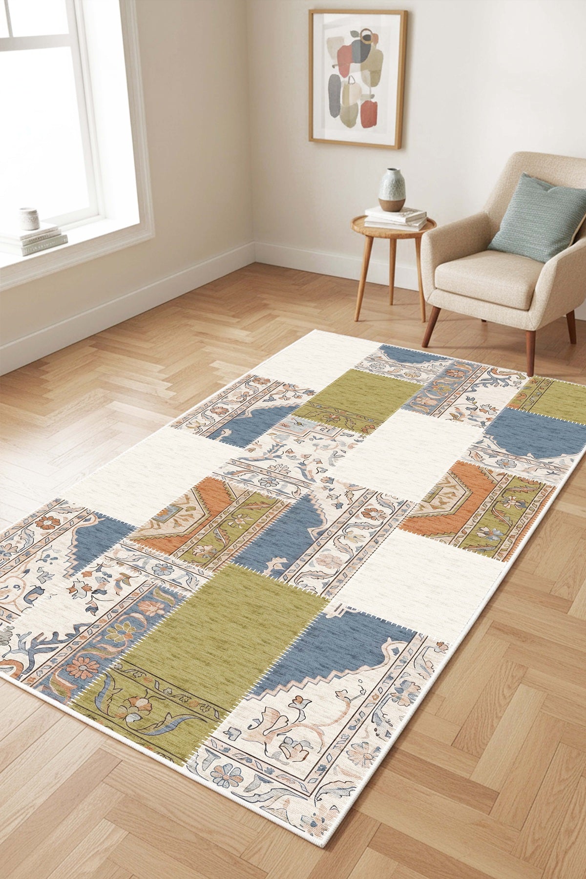 West Home Digital Print Washable Non-Slip Base Living Room, Kitchen and Hallway Rug - 859 Multy