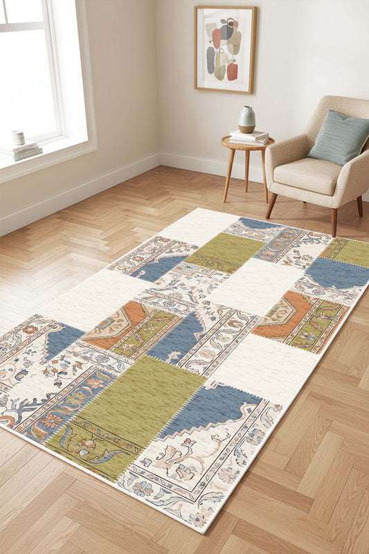 West Home Digital Print Washable Non-Slip Base Living Room, Kitchen and Hallway Rug - 859 Multy