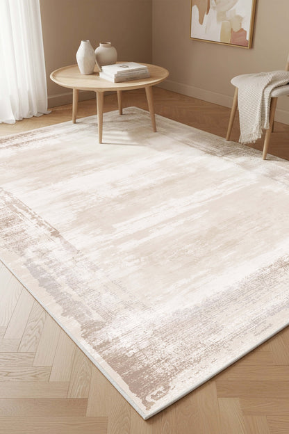 West Home Digital Print Washable Non-Slip Living Room, Kitchen and Hallway Rug - 786 Beige