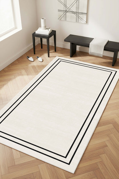 West Home Digital Print Washable Non-Slip Living Room, Kitchen and Hallway Rug - 422 Beige