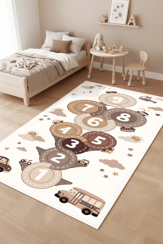 West Home Makinede Yıkanabilir, Çocuk Halısı-924 Brown
