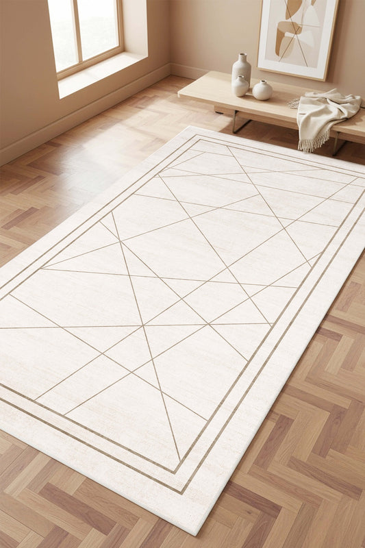 West Home Dijital Baskılı Yıkanabilir Kaymaz Taban Salon, Mutfak ve Yolluk Halısı-927 Beige