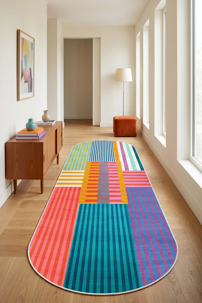 West Home Dijital Baskılı Yıkanabilir Kaymaz Taban Salon, Mutfak ve Yolluk Halısı-930 Multy