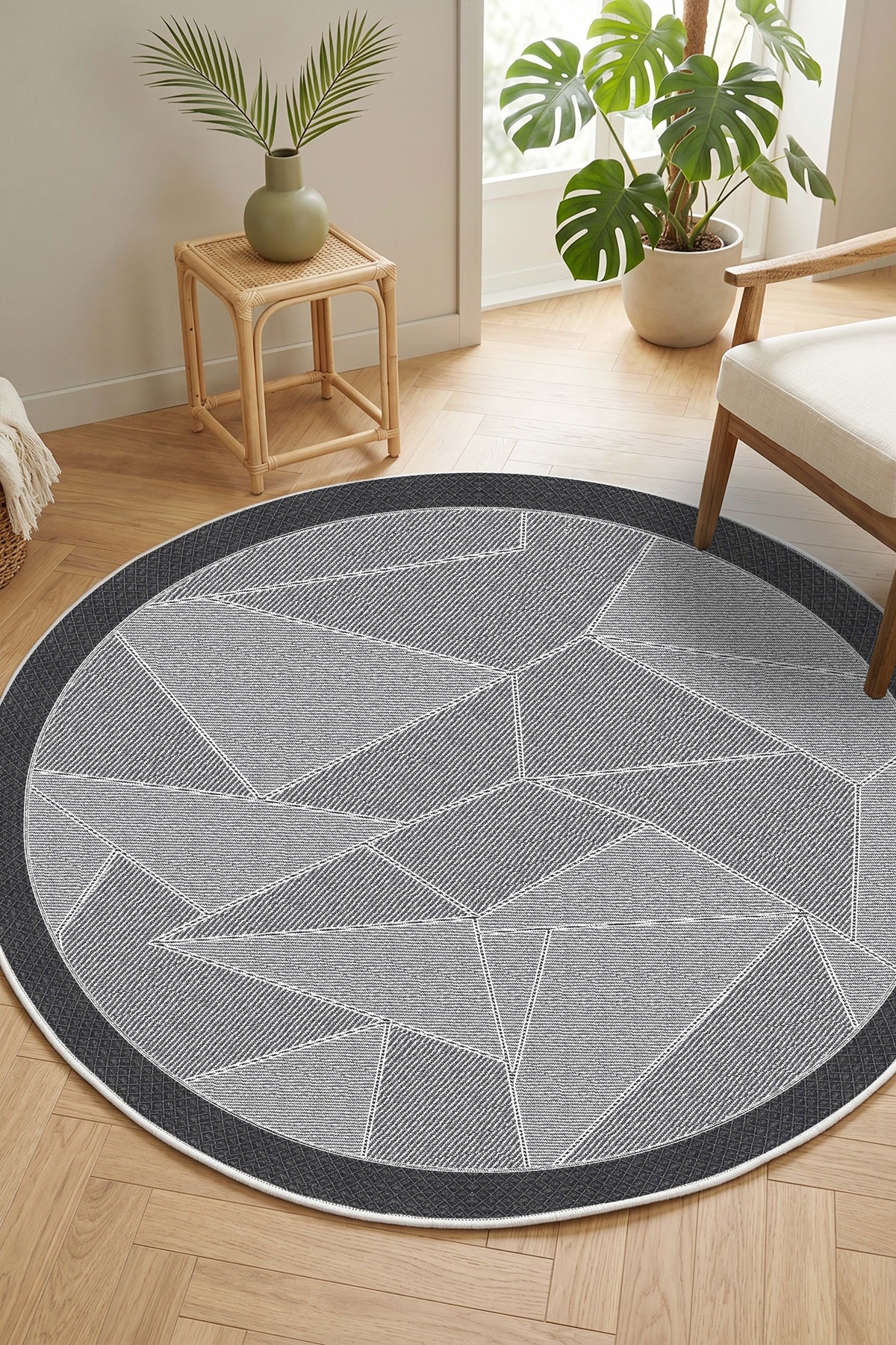 West Home Digital Print Washable Non-Slip Living Room, Kitchen and Hallway Rug - 281 Grey