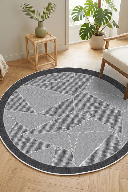 West Home Digital Print Washable Non-Slip Living Room, Kitchen and Hallway Rug - 281 Grey