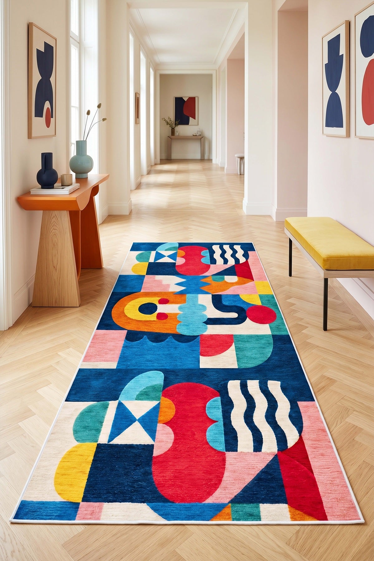 West Home Dijital Baskılı Yıkanabilir Kaymaz Taban Salon, Mutfak ve Yolluk Halısı-940 Multy