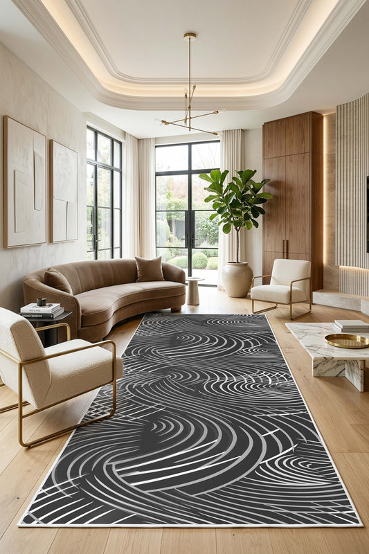 West Home Dijital Baskılı Yıkanabilir Kaymaz Taban Salon, Mutfak ve Yolluk Halısı-944 Anthratice