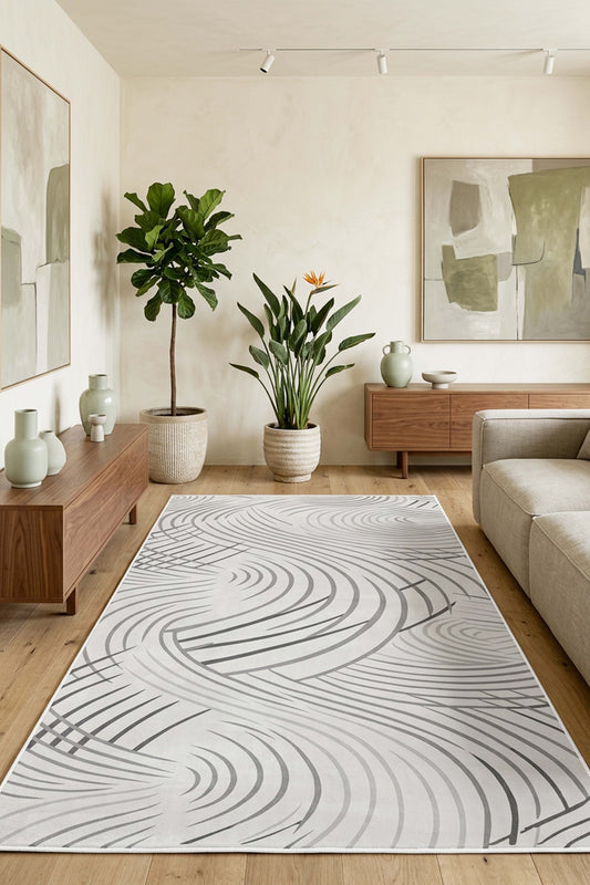 West Home Dijital Baskılı Yıkanabilir Kaymaz Taban Salon, Mutfak ve Yolluk Halısı-944 Grey