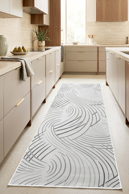 West Home Dijital Baskılı Yıkanabilir Kaymaz Taban Salon, Mutfak ve Yolluk Halısı-944 Grey