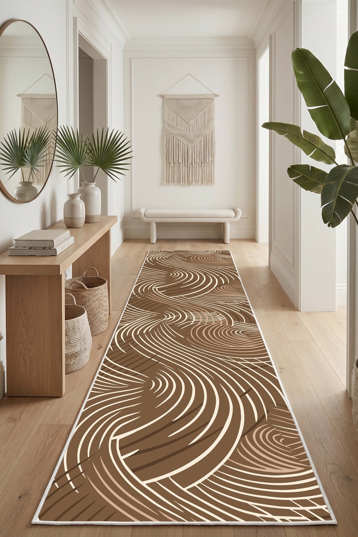 West Home Dijital Baskılı Yıkanabilir Kaymaz Taban Salon, Mutfak ve Yolluk Halısı-944 Sand