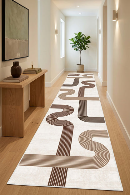 West Home Dijital Baskılı Yıkanabilir Kaymaz Taban Salon, Mutfak ve Yolluk Halısı-945 Beige