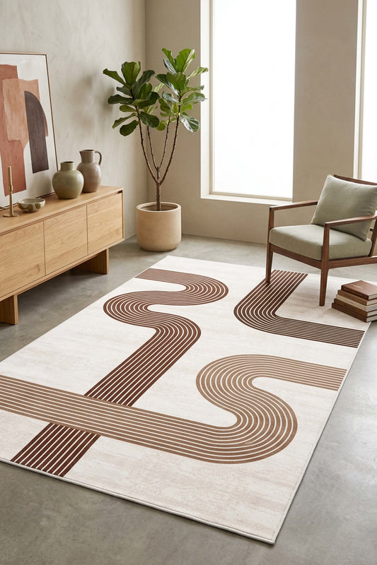West Home Dijital Baskılı Yıkanabilir Kaymaz Taban Salon, Mutfak ve Yolluk Halısı-945 Beige