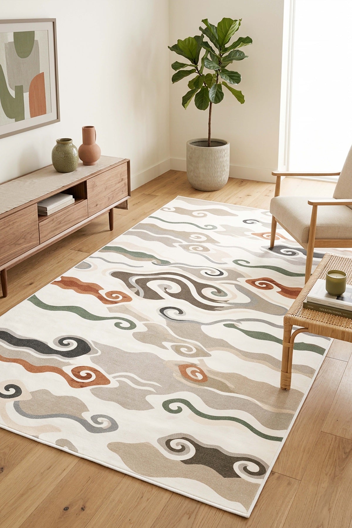 West Home Digital Print Washable Non-Slip Base Living Room, Kitchen and Hallway Rug - 859 Multy