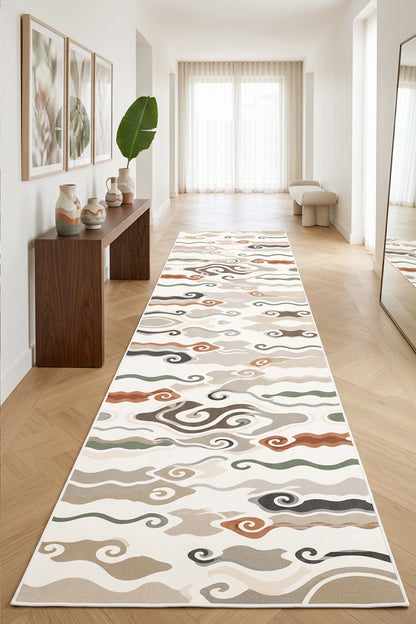 West Home Digital Print Washable Non-Slip Base Living Room, Kitchen and Hallway Rug - 859 Multy
