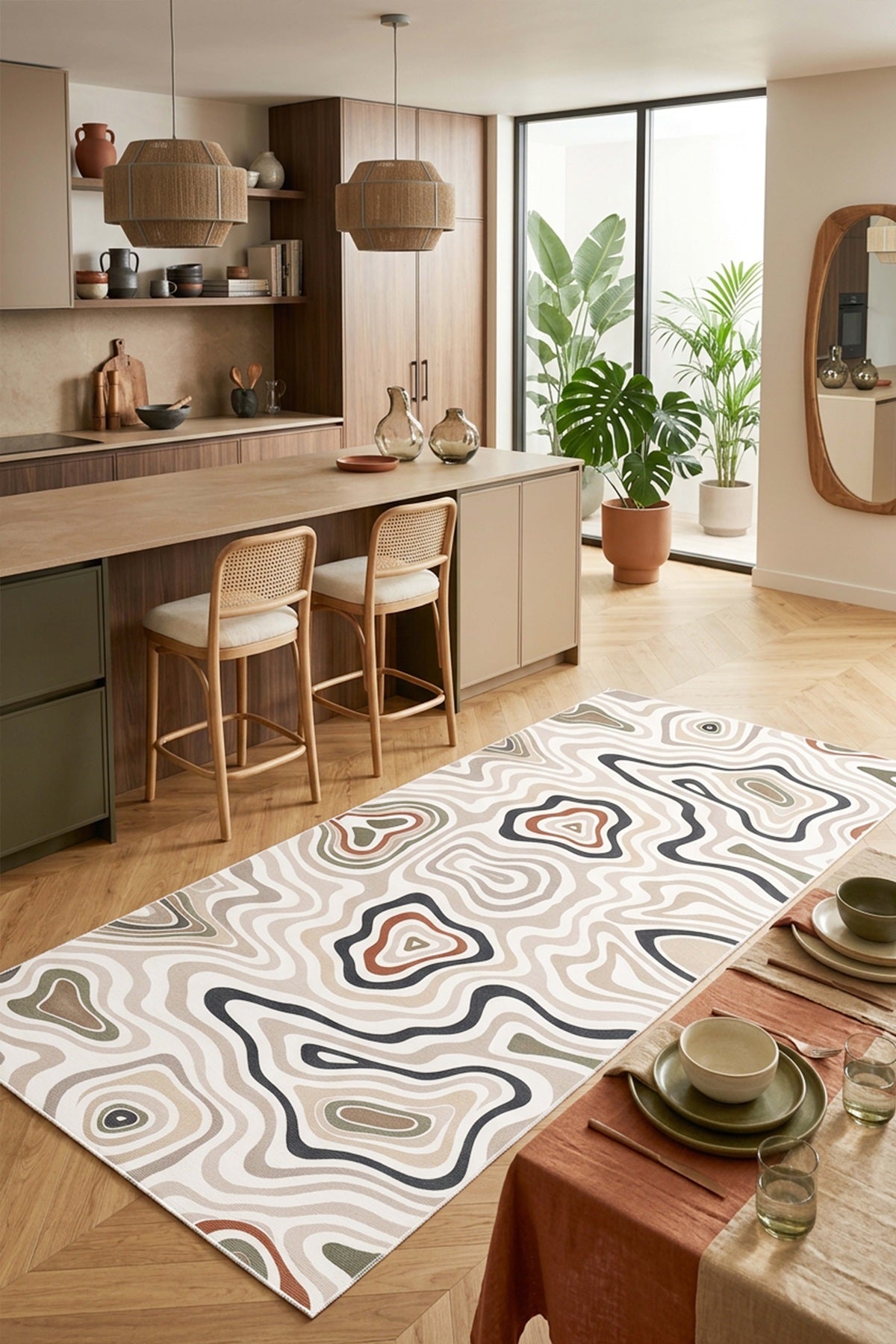 West Home Dijital Baskılı Yıkanabilir Kaymaz Taban Salon, Mutfak ve Yolluk Halısı-952 Multy