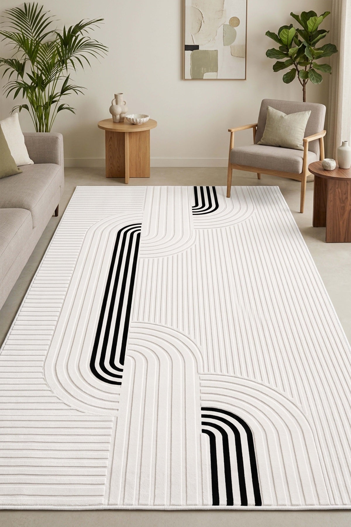 West Home Dijital Baskılı Yıkanabilir Kaymaz Taban Salon, Mutfak ve Yolluk Halısı-960 White