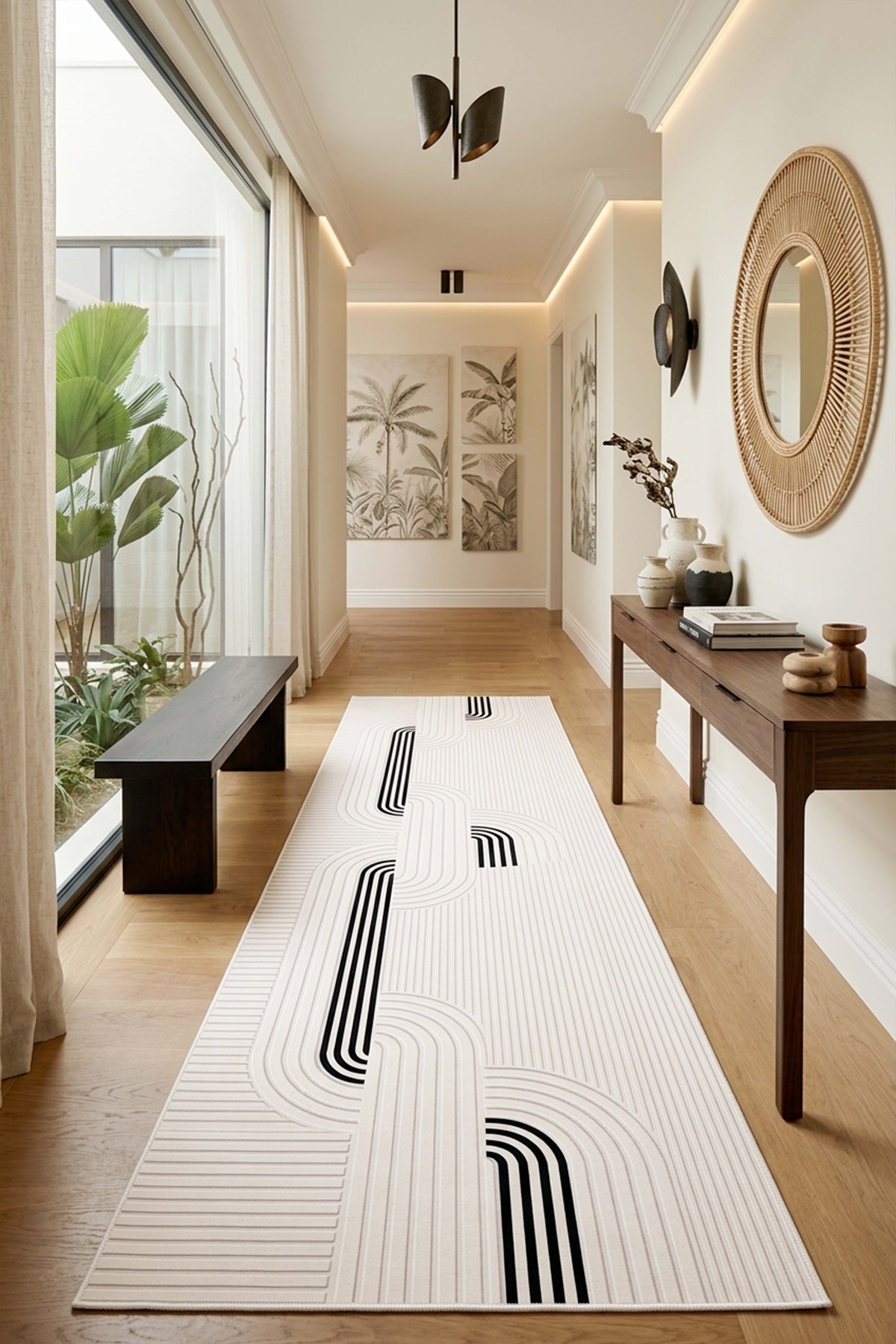 West Home Dijital Baskılı Yıkanabilir Kaymaz Taban Salon, Mutfak ve Yolluk Halısı-960 White