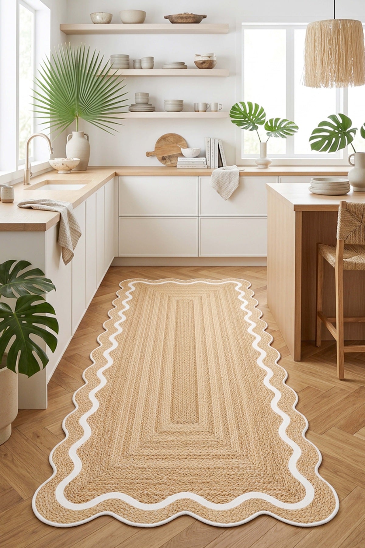 West Home Dijital Baskılı Yıkanabilir Kaymaz Taban Salon, Mutfak ve Yolluk Halısı-961 Beige