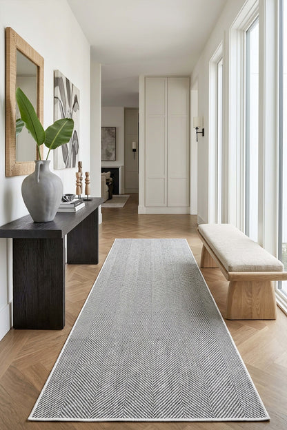 West Home Digital Print Washable Non-Slip Living Room, Kitchen and Hallway Rug - 875 Grey
