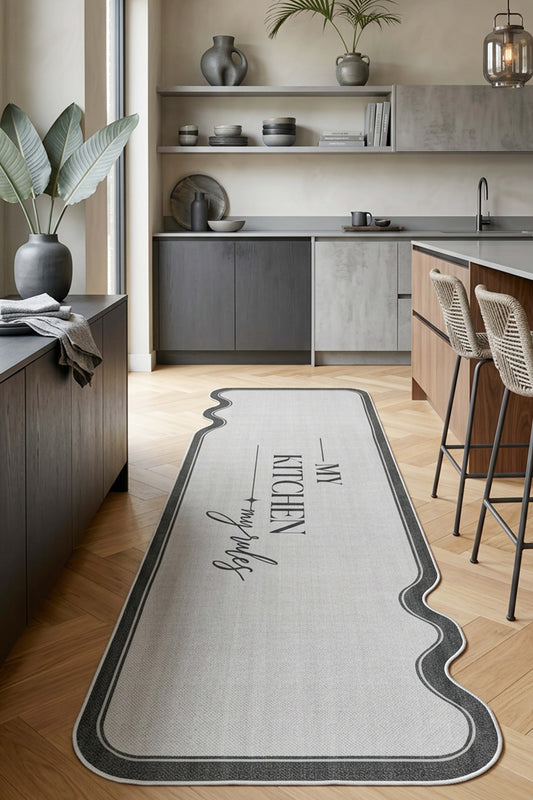 West Home Digital Print Washable Non-Slip Living Room, Kitchen and Hallway Rug - 281 Grey