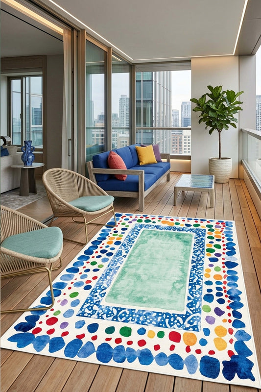 West Home Digital Print Washable Non-Slip Base Living Room, Kitchen and Hallway Rug - 859 Multy