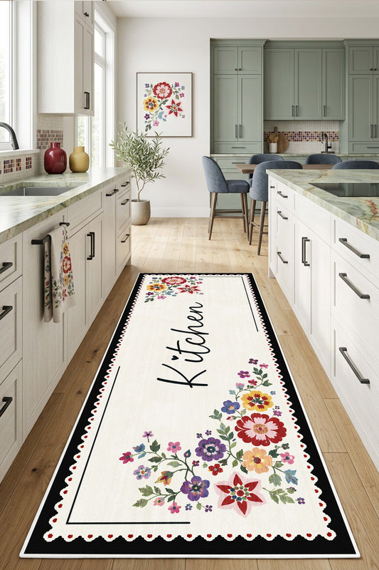 West Home Digital Print Washable Non-Slip Base Living Room, Kitchen and Hallway Rug - 859 Multy